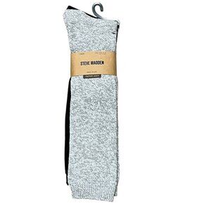 2 Pack  Steve Madden Women's Knee Highs Super Soft Socks Light Grey & Black